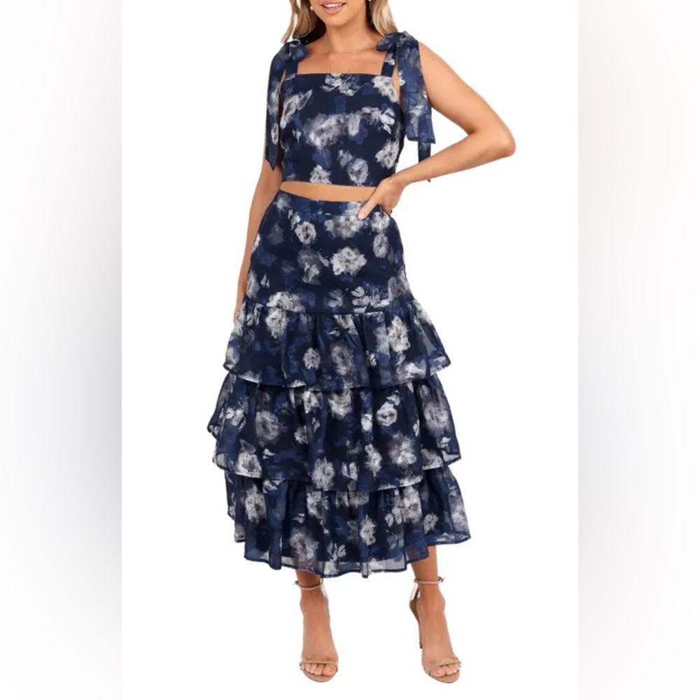 Petal & Pup Floral Navy Tiered Skirt